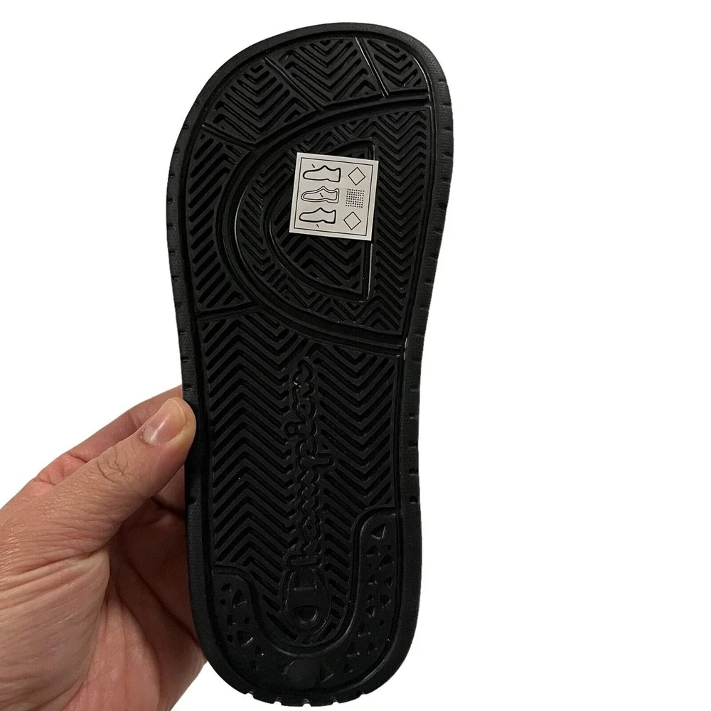 Champion Little Boys Girls Slide Sandals Size 13 Black White Lightweight Comfort